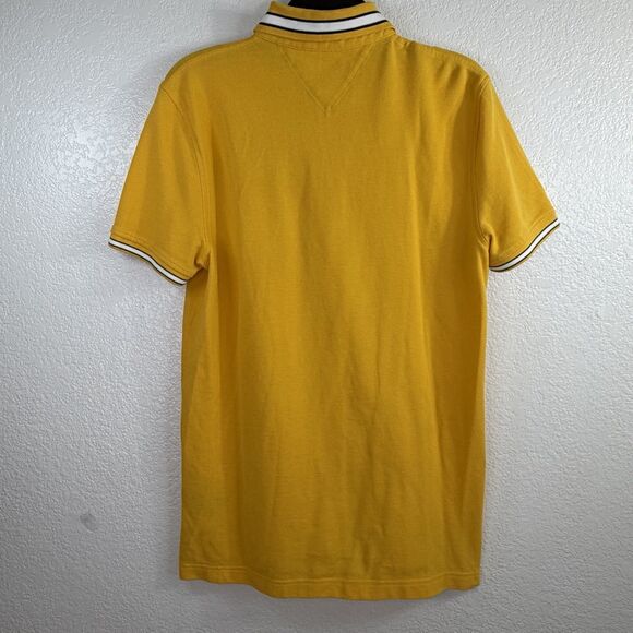 Tommy Hilfiger Embroidered Polo Shirt MEDIUM Yellow 2 Button 100% Cotton - Picture 5 of 10